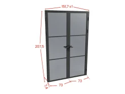 Porta de interior reversível com dois batentes vidro fumado 2 x A204 x C73 cm preto MASERU