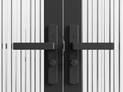 Porta de interior reversível dois batentes vidro texturizado, 2xA204xC93 cm preto MASERU
