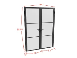 Porta de interior reversível com dois batentes vidro fosco 2xA204xC93 cm preto - MASERU
