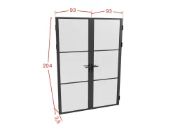 Porta de interior reversível com dois batentes vidro fosco 2xA204xC93 cm preto - MASERU