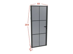 Porta de interior reversível alumínio e vidro temperado fumado A204xC83 cm preto SEROTO