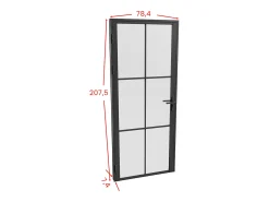 Porta de interior reversível alumínio e vidro fosco A204 x C73 cm preto - SEROTO