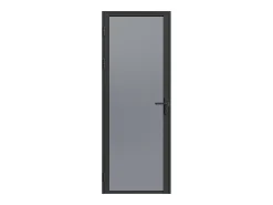 Porta de interior reversível alumínio e vidro temperado fumado A204xC93 cm preto - LOXTON