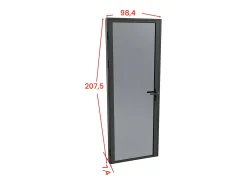 Porta de interior reversível alumínio e vidro temperado fumado A204xC93 cm preto - LOXTON