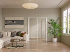 Porta de interior reversível com dois batentes - vidro temperado - branco - 2 x A204 x L83 cm - LOXTON