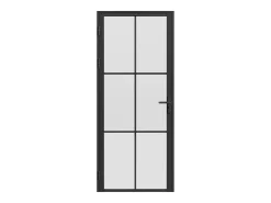Porta de interior reversível alumínio e vidro fosco A204 x C83 cm preto - SEROTO