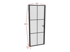 Porta de interior reversível alumínio e vidro fosco A204 x C83 cm preto - SEROTO