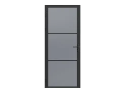Porta de interior reversível em alumínio e vidro fumado A204 x C83 preto - MASERU