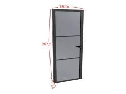 Porta de interior reversível em alumínio e vidro fumado A204 x C83 preto - MASERU