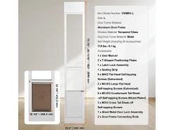 Porta Deslizante de Vidro para Cães SucceBuy, Altura Ajustável de 1927 a 2049 mm, L