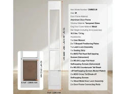 Porta Deslizante de Vidro para Cães SucceBuy, Altura Ajustável de 1927 a 2049 mm, M