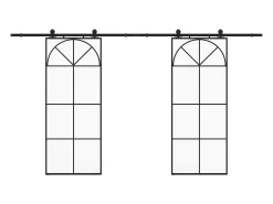 Porta deslizante dupla em alumínio e vidro temperado com trilho - A204 x L83 cm - Preto - VIGELO