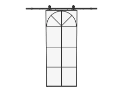 Porta deslizante em alumínio e vidro temperado com calha - A204 x L83 cm - Preto - VIGELO