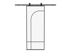 Porta deslizante em alumínio e vidro temperado com calha - A204 x L83 cm - Preto - VIGELO
