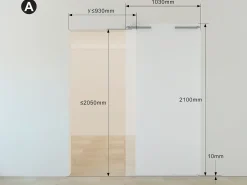 Porta deslizante em madeira e MDF com trilho invisível - Branco - 103 x 210 cm - SOMIRI