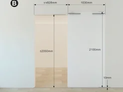 Porta deslizante em madeira e MDF com trilho invisível - Branco - 103 x 210 cm - SOMIRI
