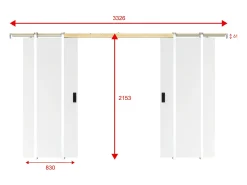 Porta dupla com sistema de tabique 2 x A205 x C83 cm MDF + PVC branco - VARIN II
