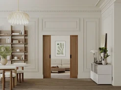 Porta dupla de correr de tabique MDF e madeira natural escura 2xA205xC93 cm - SANDORA