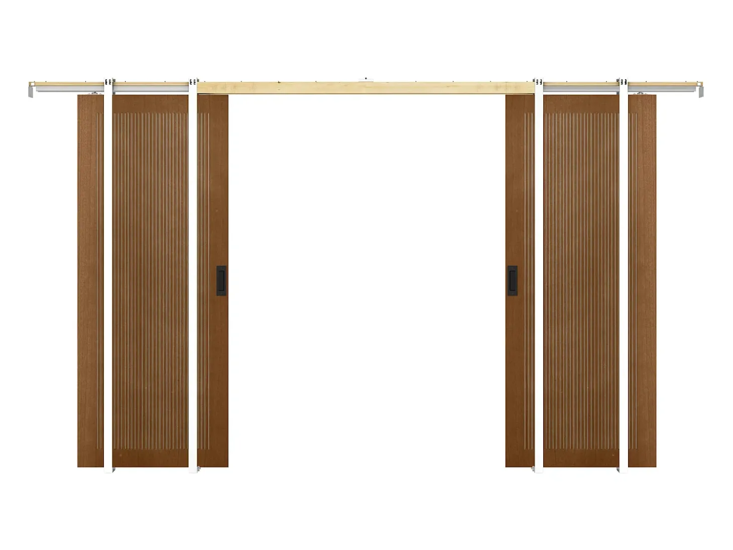 Porta dupla de correr de tabique MDF e madeira natural escura 2xA205xC93 cm - SANDORA