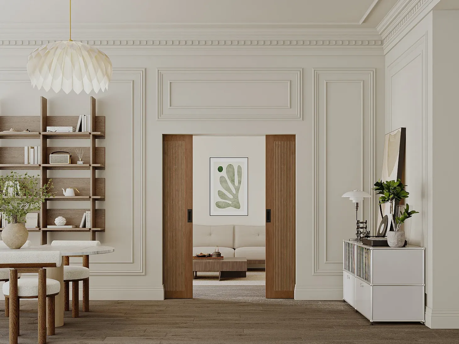 Porta dupla de correr de tabique MDF e madeira natural escura 2xA205xC73 cm - SANDORA