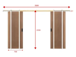 Porta dupla de correr de tabique MDF e madeira natural escura 2xA205xC73 cm - SANDORA