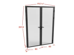 Porta dupla reversível - vidro fosco - 2 x A204 x L83 cm - LOXTON
