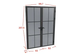 Porta interior preto reversível dois batentes vidro temperado fumado 2xA204xC93 cm SEROTO