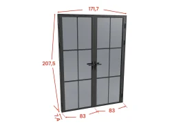 Porta interior preto reversível dois batentes vidro temperado fumado 2xA204xC83 cm SEROTO