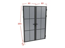 Porta interior preto reversível dois batentes vidro temperado fumado 2xA204xC83 cm SEROTO
