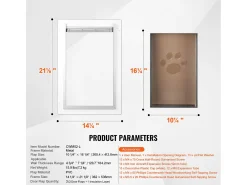 Porta para Animais SucceBuy, L, Branca, com Fechadura e Quadro de Metal com 3 Painéis