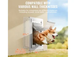 Porta para Animais SucceBuy, L, Branca, com Fechadura e Quadro de Metal com 3 Painéis