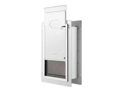 Porta para Animais SucceBuy, L, Branca, com Fechadura e Quadro de Metal com 3 Painéis