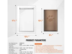 Porta para Animais SucceBuy, M, para Parede com Fechadura e Quadro de Metal com 3 Painéis