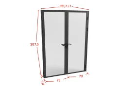 Porta reversível em alumínio e vidro fosco - 2 x A204 x L73 cm - LOXTON