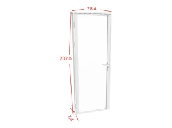 Porta reversível em alumínio e vidro temperado branco - A204 x L73 cm - LOXTON