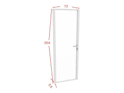 Porta reversível em alumínio e vidro temperado branco - A204 x L73 cm - LOXTON