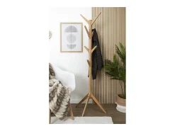 Porta-Casacos Árvore em Madeira Natural 178cm Bege Design Contemporâneo