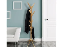 Porta-Casacos Árvore em Madeira Natural 178cm Bege Design Contemporâneo