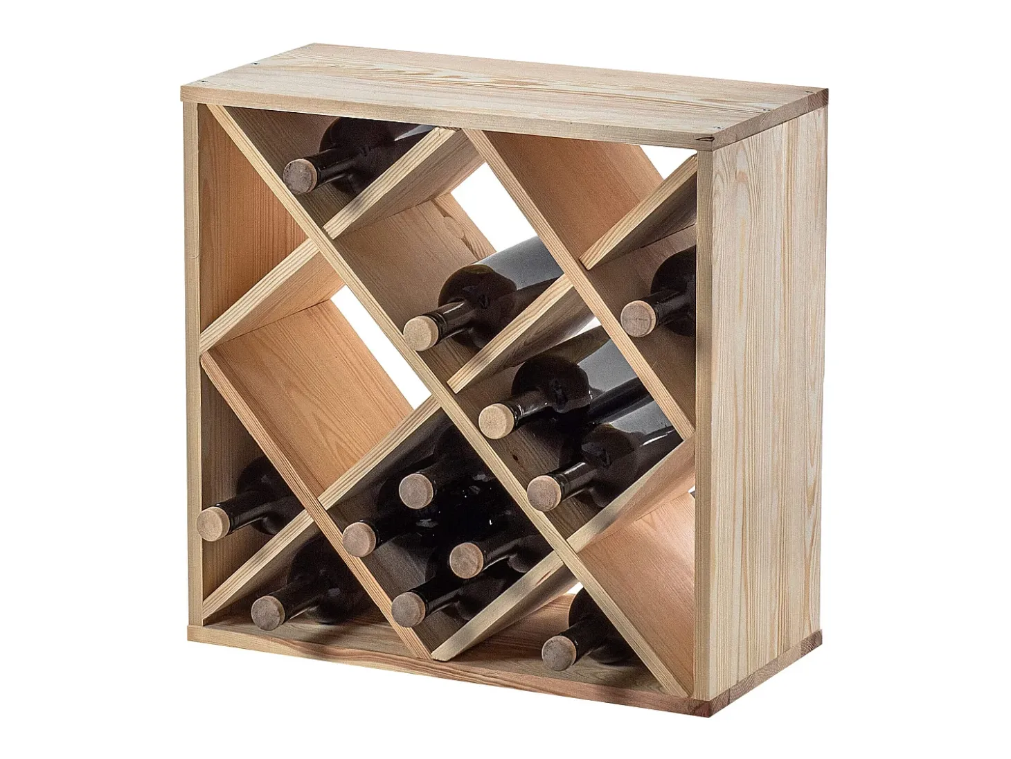 Porta-vinhos Loreo, grade de madeira, marrom claro