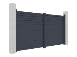 Portão de batente alumínio estilo persiana C355 x A181 cm antracite - VIAZO