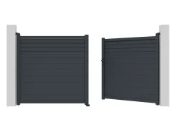 Portão de batente alumínio estilo persiana C355 x A181 cm antracite - VIAZO