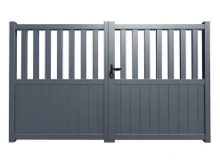 Portão de batente alumínio perfurado - C321 x A148 cm - Antracite - TARNOS II