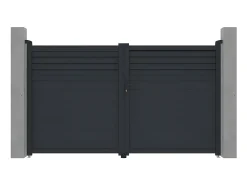 Portão de batente alumínio persiana - C305 x A181 cm - Antracite - VIAZO