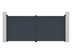 Portão de batente alumínio estilo persiana C397 x A181 cm antracite - VIAZO