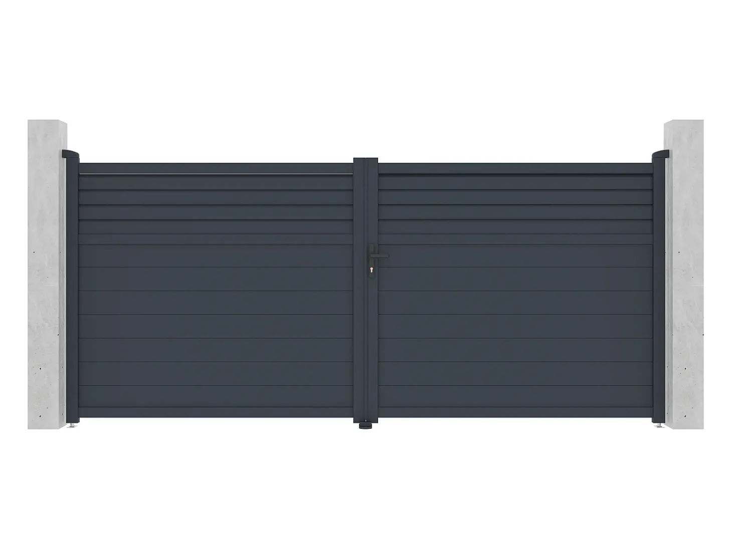 Portão de batente alumínio estilo persiana C397 x A181 cm antracite - VIAZO