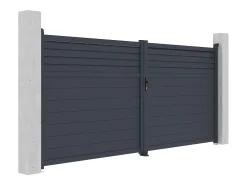 Portão de batente alumínio estilo persiana C397 x A181 cm antracite - VIAZO