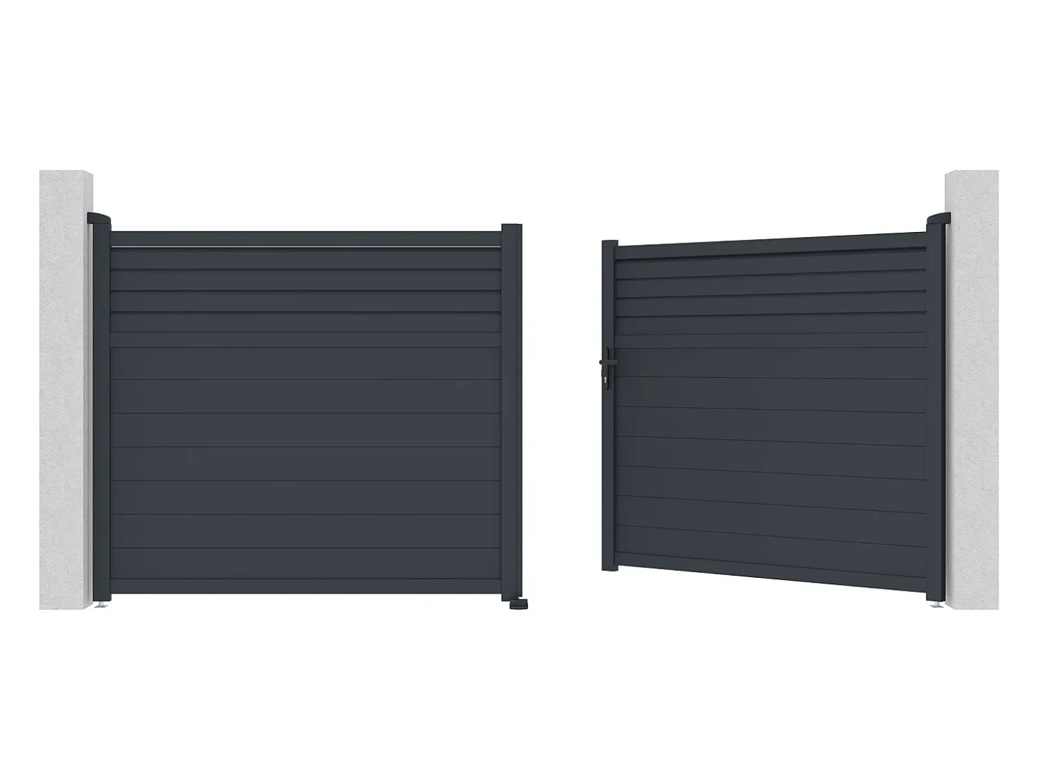 Portão de batente alumínio estilo persiana C397 x A181 cm antracite - VIAZO