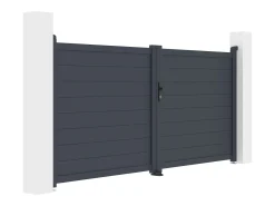 Portão de batente alumínio pleno C305 x A150 cm antracite - NAZARIO