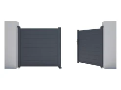 Portão de batente alumínio pleno C305 x A150 cm antracite - NAZARIO