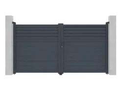 Portão de batente em alumínio estilo persiana - C305 x A166 cm - Antracite - VIAZO